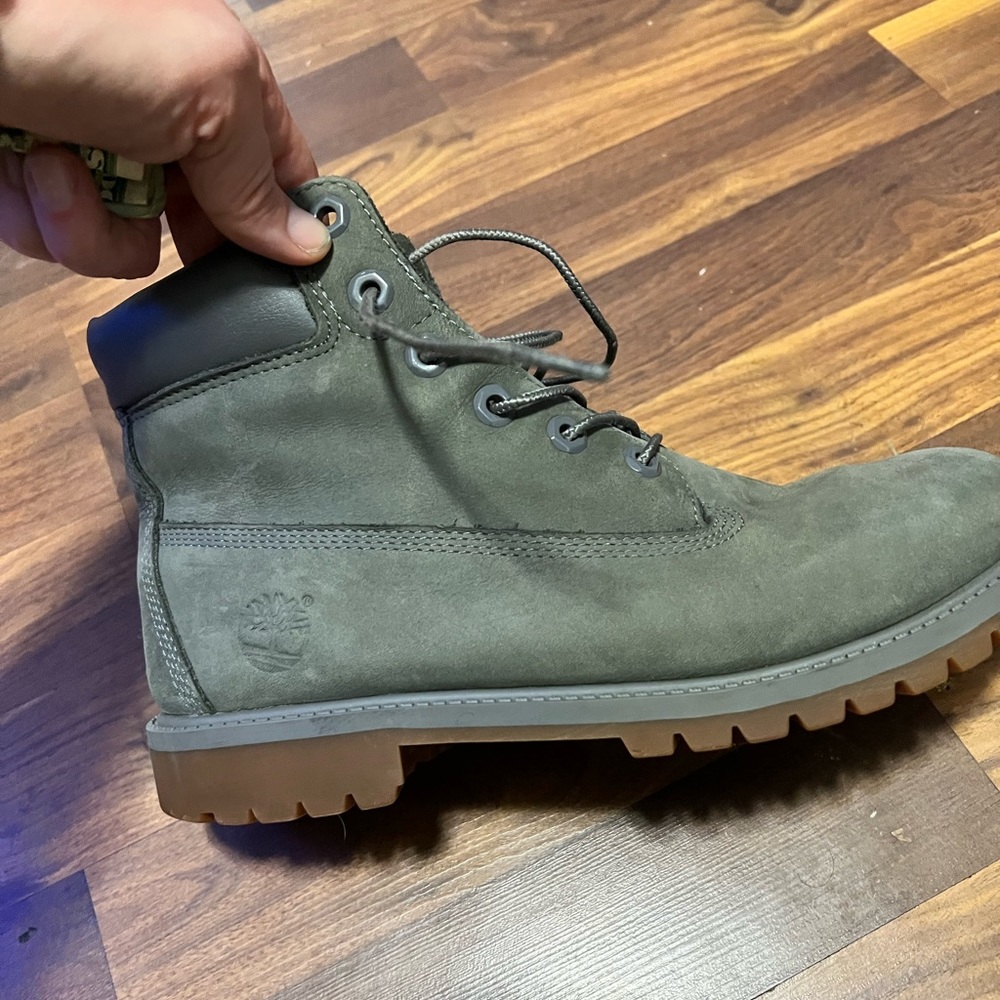 Green timberland boots